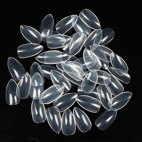 Yimart 500pcs/pack Stiletto False Nails Clear False Nails Oval Stiletto Sharp Full Nail tips Acrylic UV Gel Full Cover Nail Art Tips Decoration Nails Salon (Clear)