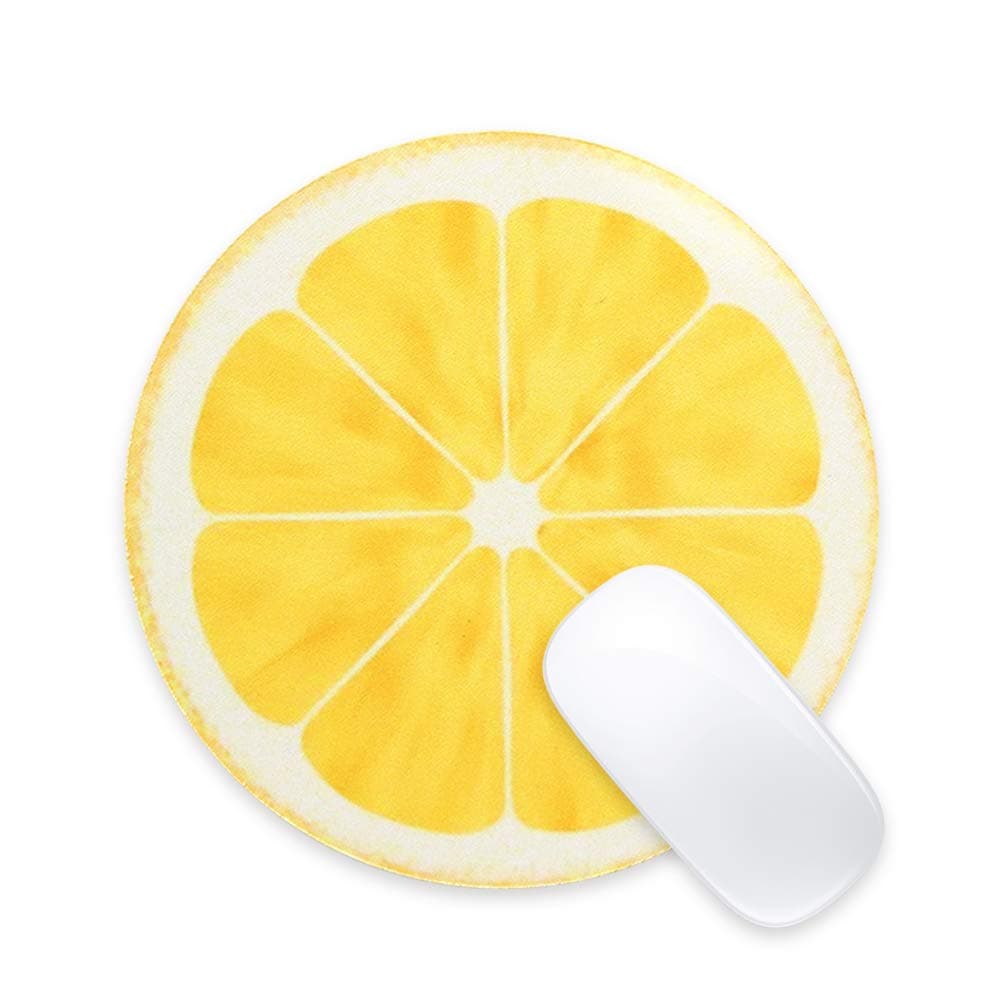 ProElife Cute Mouse Pad Lemon 8.66-Inch Round Mouse Mat Cloth Gaming Mousepad Desktop Pad with Non-Slip Rubber Base for Home Office School Accessories Accurate Cursor Control Mouse Pad (Yellow)
