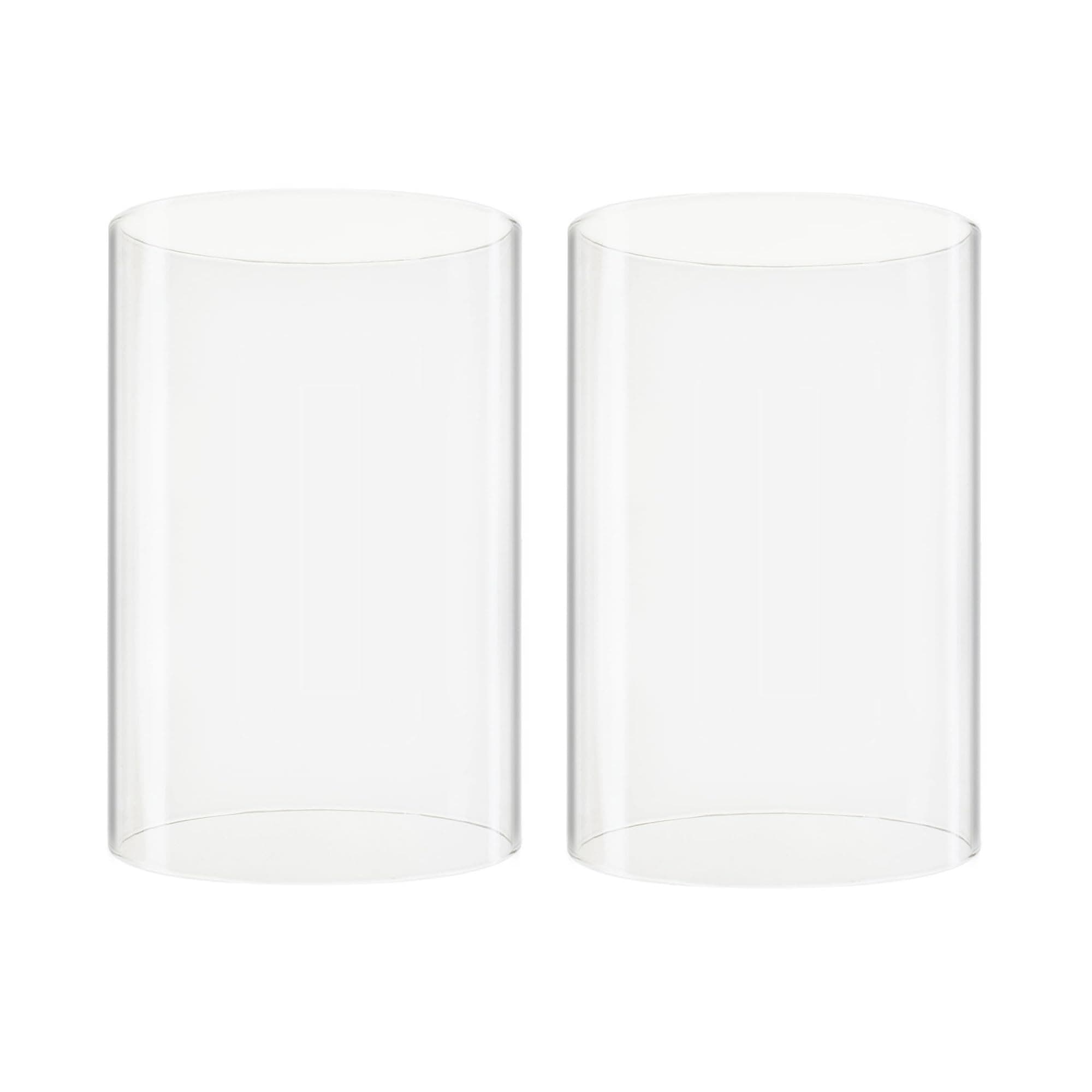 2 PCS (H:6" D:4") Open Ended Clear Glass Hurricane Candleholder Tube Lamp Shade Open Flame Candlestick Holder Chimney Tube Cover Bottomless Cylinder