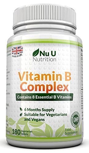 Vitamin B Complex High Strength - 180 Vegan Tablets - 6 Month Supply - Contains All 8 B Vitamins in 1 Tablet - Vitamins B1, B2, B3, B5, B6, B12, Biotin & Folic Acid - Nu U Nutrition