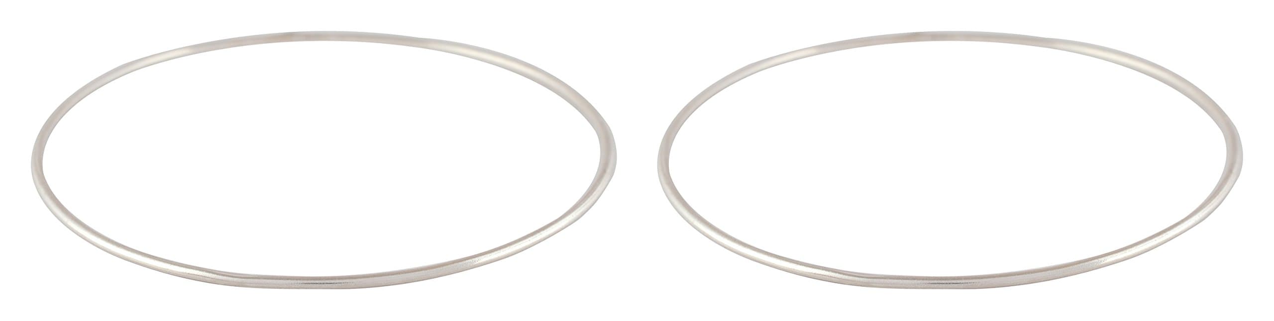 Handicraft Fashion Point 92.5 Sterling Silver Plain Thin Bangles for Girls (Size 2.6) - Set of 2