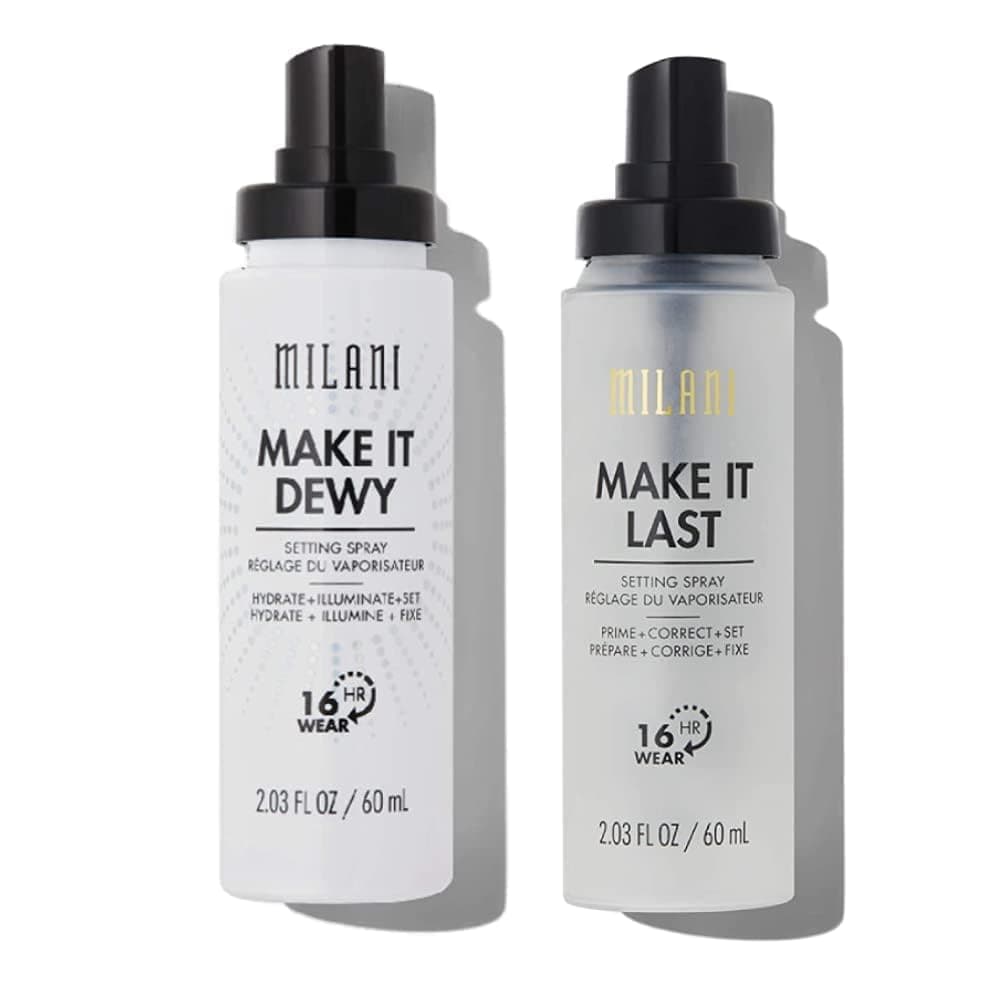Setting Spray + Primer, Make It Last Original - Natural Finish with Niacinamide for Hydration & Make It Last Dewy - Dewy Finish Moisturizing Formula for Glow on the Go - 2 Pack