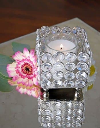 DEVARSH INTERNATIONAL SQUARE CRYSTAL VOTIVE TEA LIGHT CANDLE HOLDER IN SILVER COLOR FOR Weddings & Special Occasions Decoration (3X2.75 INCH).
