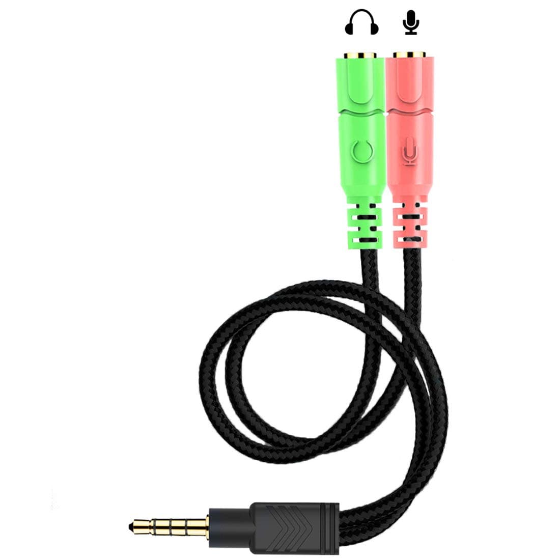 ENVEL 3.5mm Jack Cable Headset Adapter Kit CTIA for Laptop PS4 Smartphone Xbox One Tablet Earphone with Headphone/Microphone Simultaneously Y Splitter Audio 2 Female to 1 Male