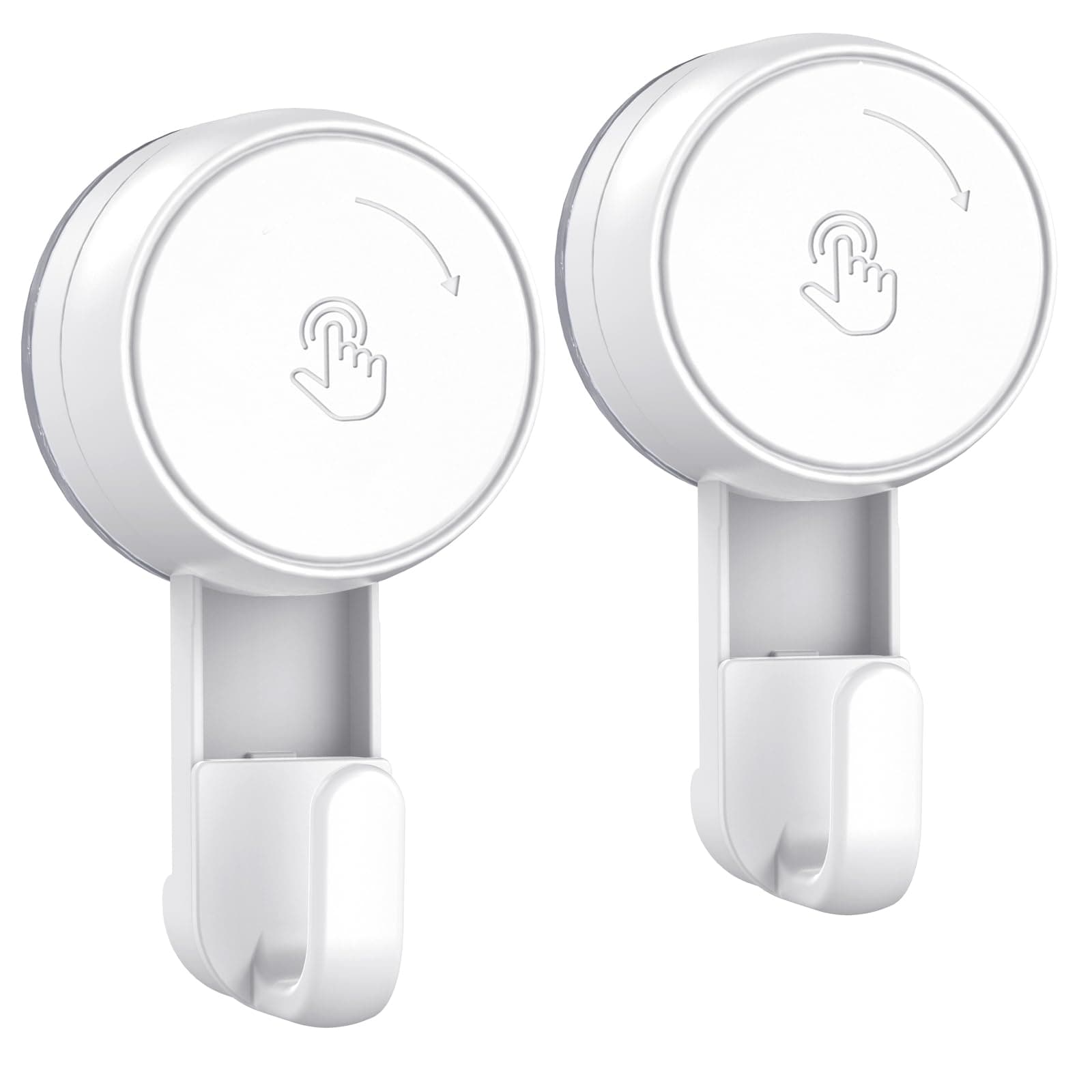 LUXEAR Heavy Duty Waterproof Shower Hooks 2 Pack - Suction Hook, No Drill Damage-Free Removable Reusable Wall Hooks for Bathroom Kitchen Towel Bathrobe Loofah Shower Hooks (Max Load 11LB/5KG)