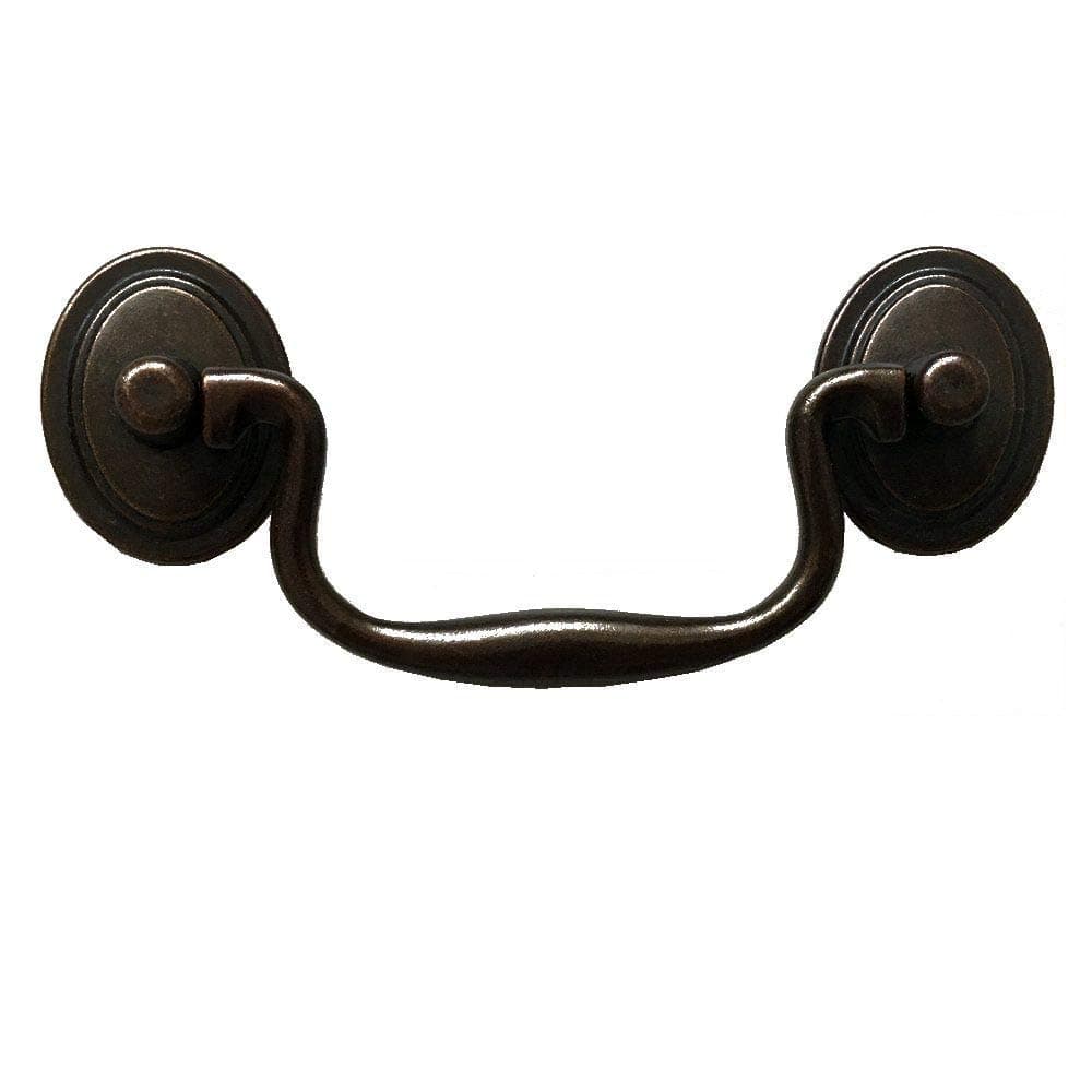 3-1/2" C-C Bail Drawer Pull Drop Swing Handles Dresser Pulls Cabinet Knob Dark Antique Brass Vintage Style 3.5" (89 mm) Centers (C-C: 3.5" (89 mm))