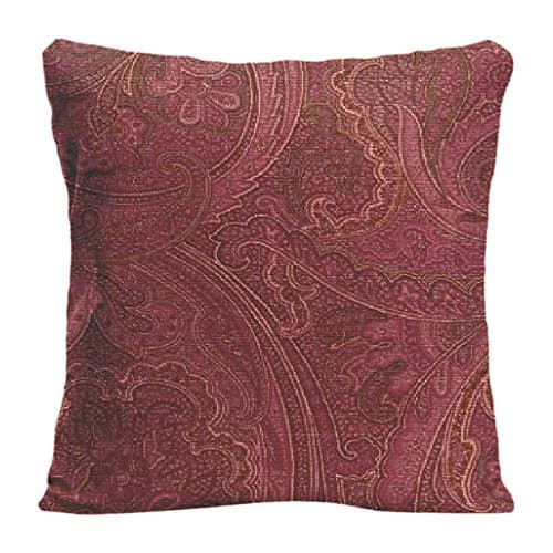 LDJ Cotton Polyester Chair Seat Square Throw Pillow Case Decorative Cushion Cover Pillowcase Design With Vintage Paisley Wine Sage Mojo Custom Pillow Print Double Side Size 18x18 Inches