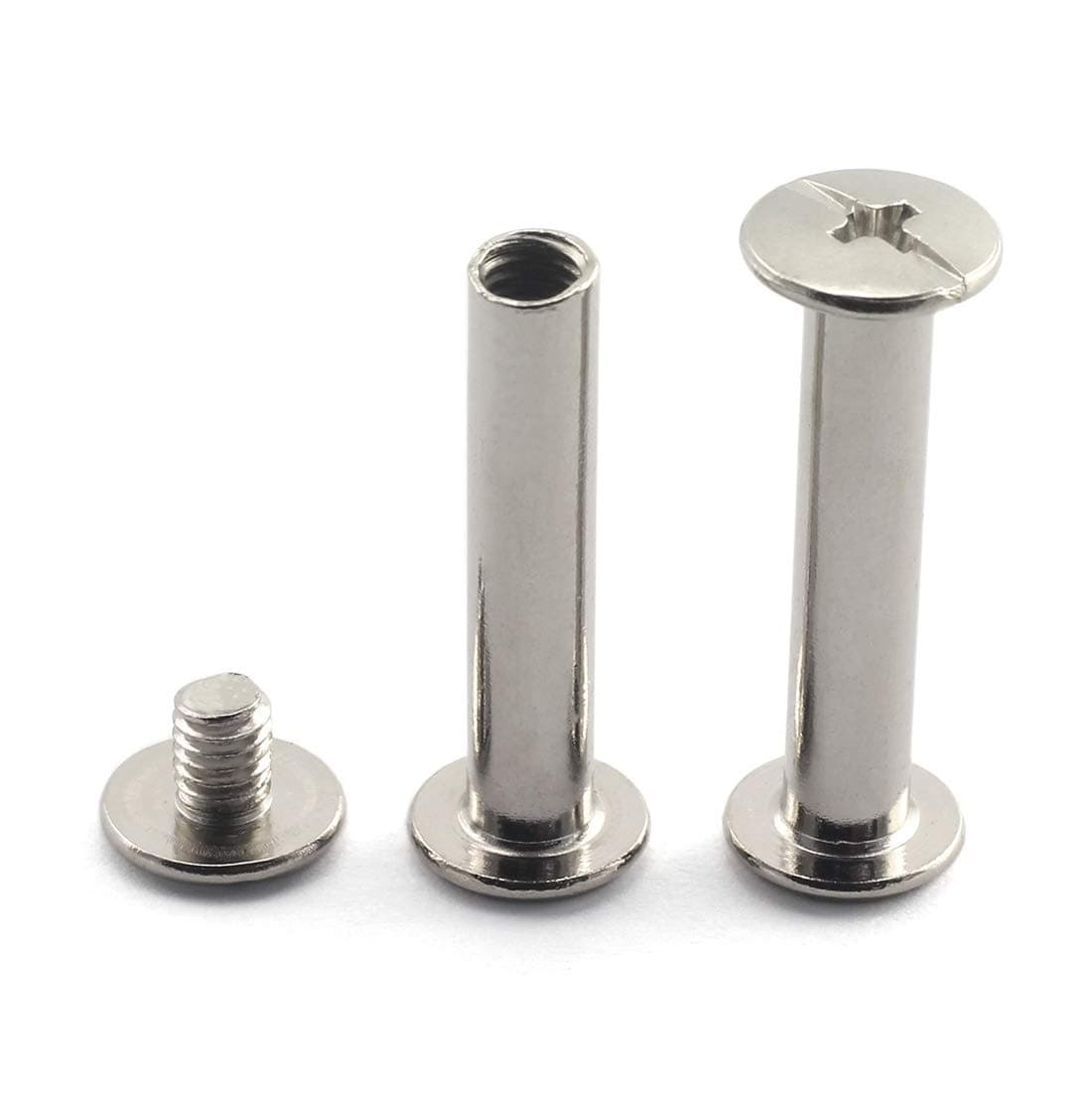 12 Sets M5x25mm Silver Chicago Screws Assembling Bolt Screw Fastener Nail Rivets for Book Photo Album Leather Craft Belt Wallet DIY Binding