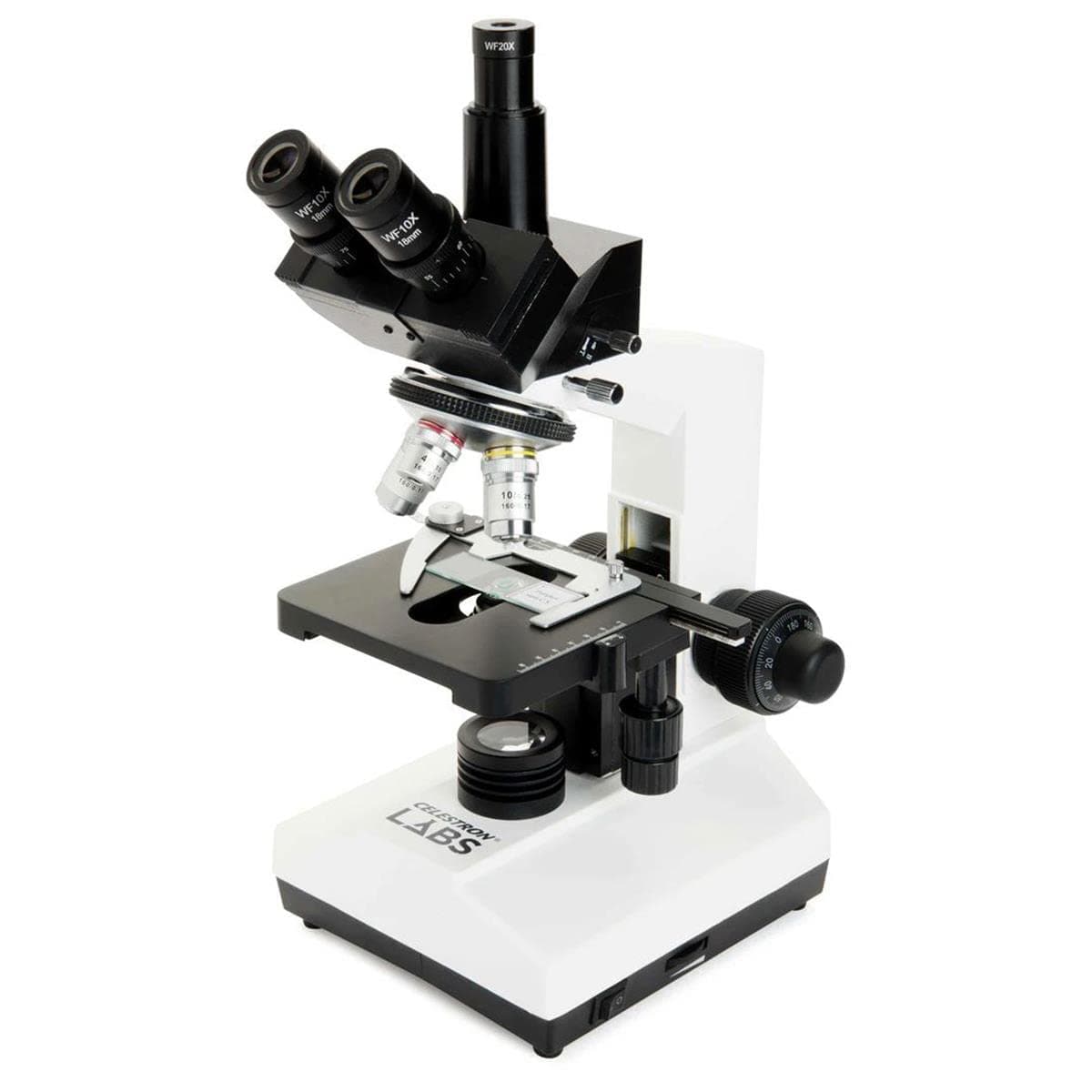 Celestron Labs – Binocular Head Compound Microscope – 40-2000x Magnification – Adjustable Mechanical Stage – Includes 2 Eyepieces and 10 Prepared Slides