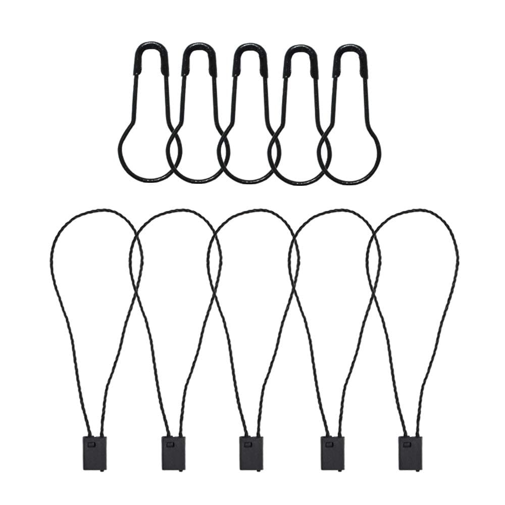 500 Pcs 7 Inch Hang Tag Fasteners Black Nylon Strings and 500 Pcs 0.85 Inch Black Metal Ground Safety Pins Clothes, Lock Pin Security Loop for Retail Store Clothing Accessory Price Pins