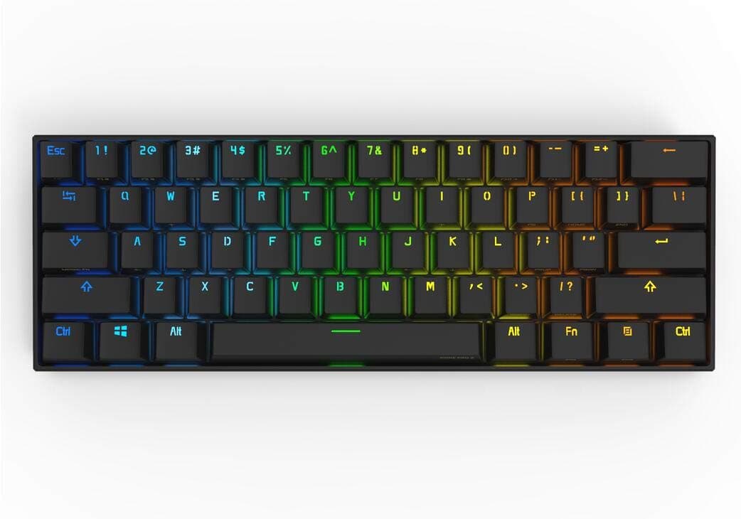 CORNAnne Pro 2 Mechanical Gaming Keyboard 60% True RGB Backlit - Wired/Wireless Bluetooth 5.0 PBT Type-c Up to 8 Hours Extended Battery Life, Full Keys Programmable (Cherry Mx Blue, Black)