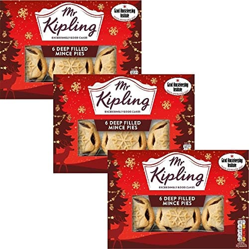 Mr Kipling 3 x 6 Deep Filled Mince Pies Cakes Hot Cold Pastry Sweet Butter Sugar