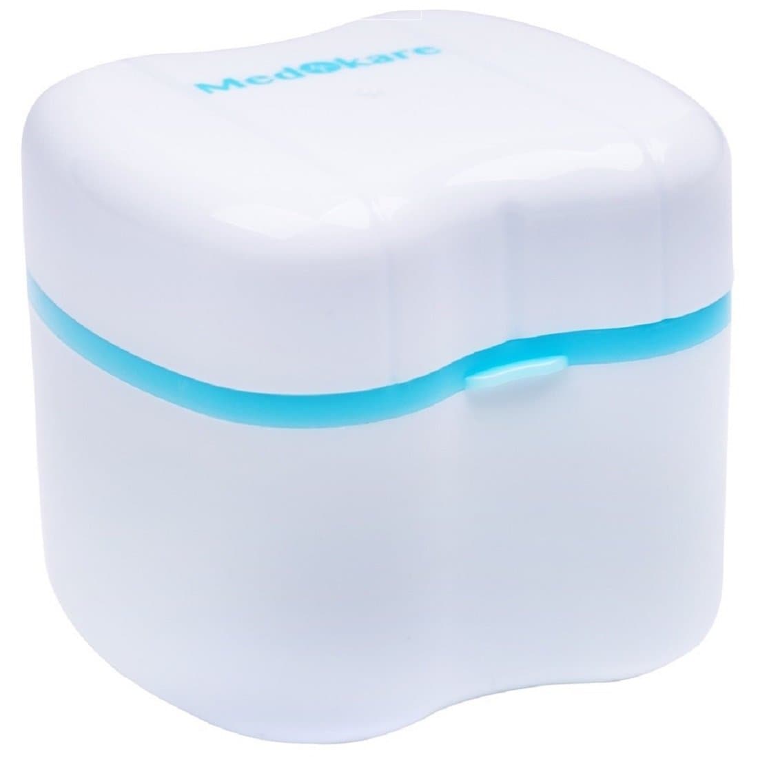 Medokare Denture Case with Strainer, Denture Cup with Lid, Dentures Box, Dental Retainer Container, Denture Bath Cleaning Soaking Cup, Mouth Guard Night or Gum Shield Travel Storage Case