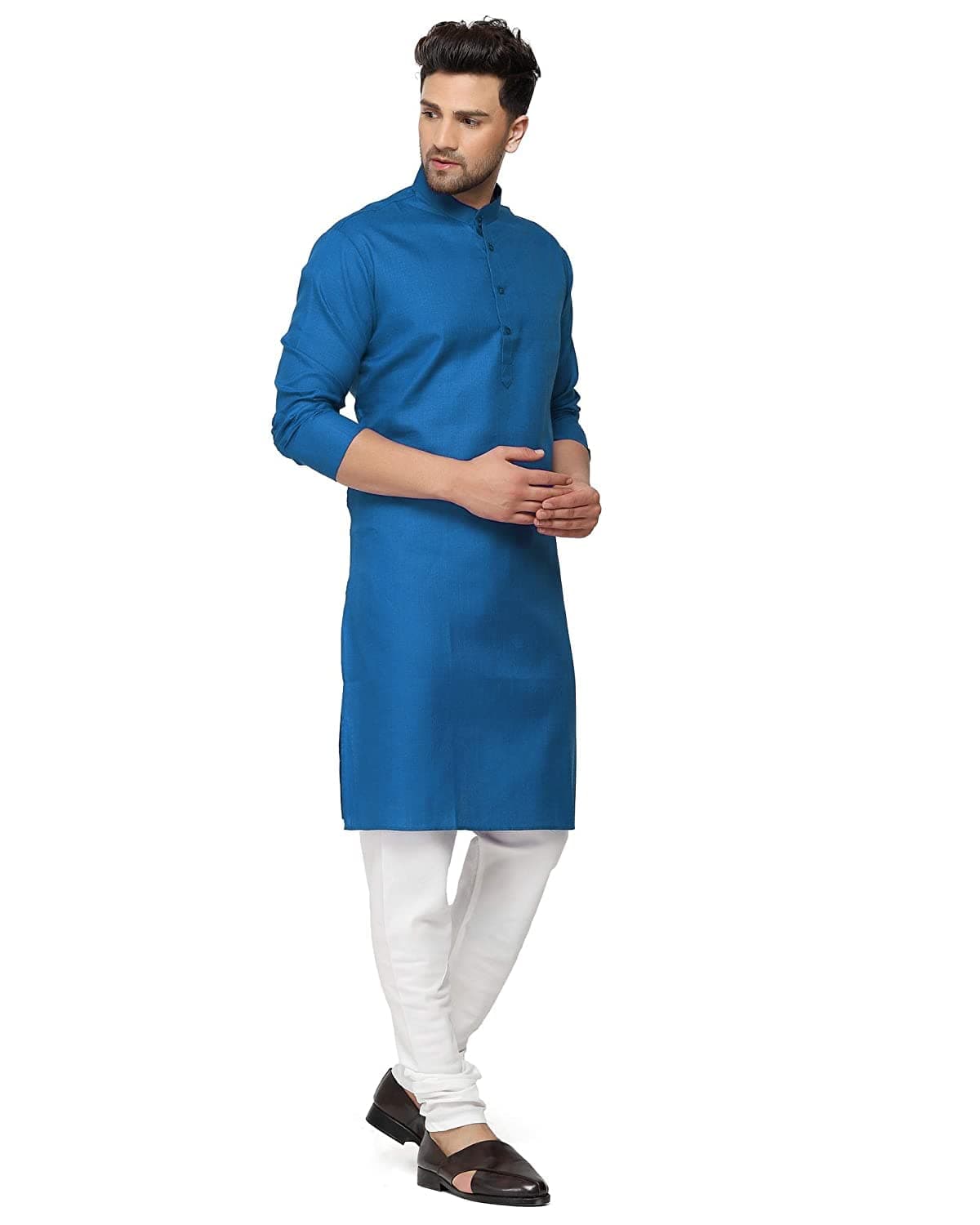 Enmozz® Multi Colored Cotton Plain Men's Ethnic Kurta Only
