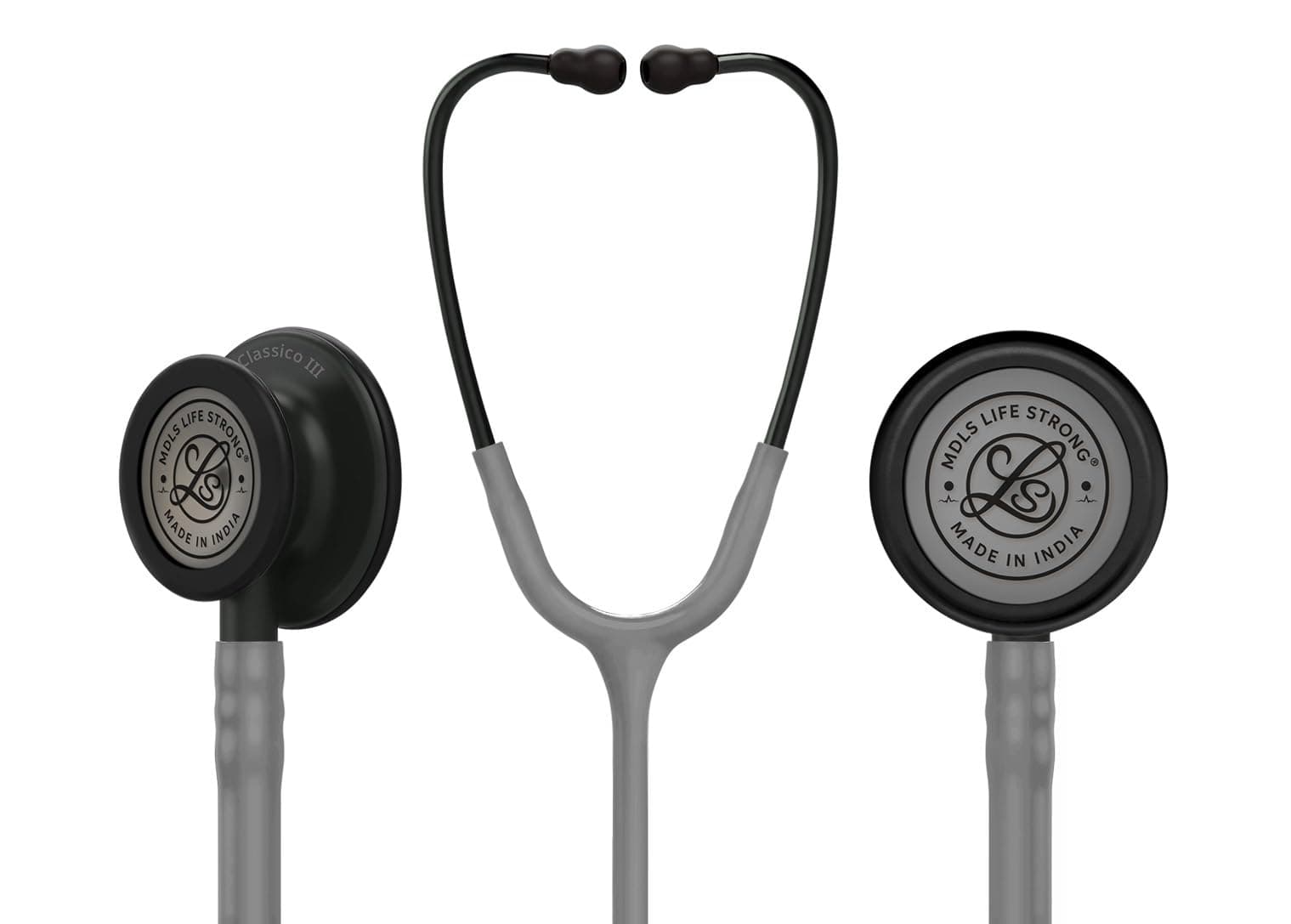 MDLS Life Strong Classico III Zed_Black Light Wait Chest Pies Stethoscope, Stainless Steel Dual-head stethoscope For Nurses/Students/Doctors Acoustic Stethoscope (Grey)