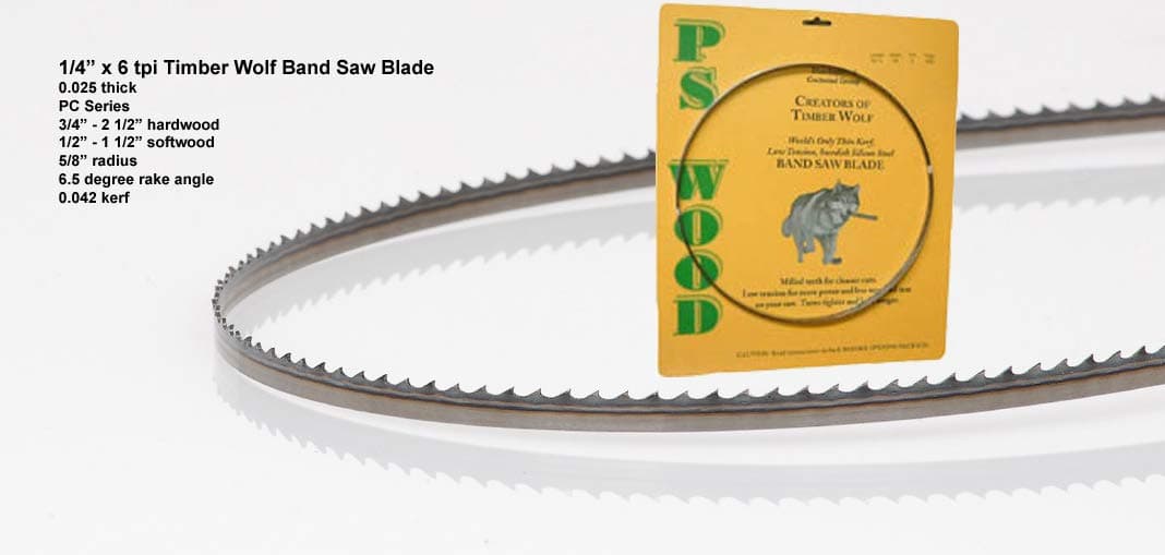 PS Wood Timber Wolf 89 1/2" x 1/4" x 6 tpi Band Saw Blade