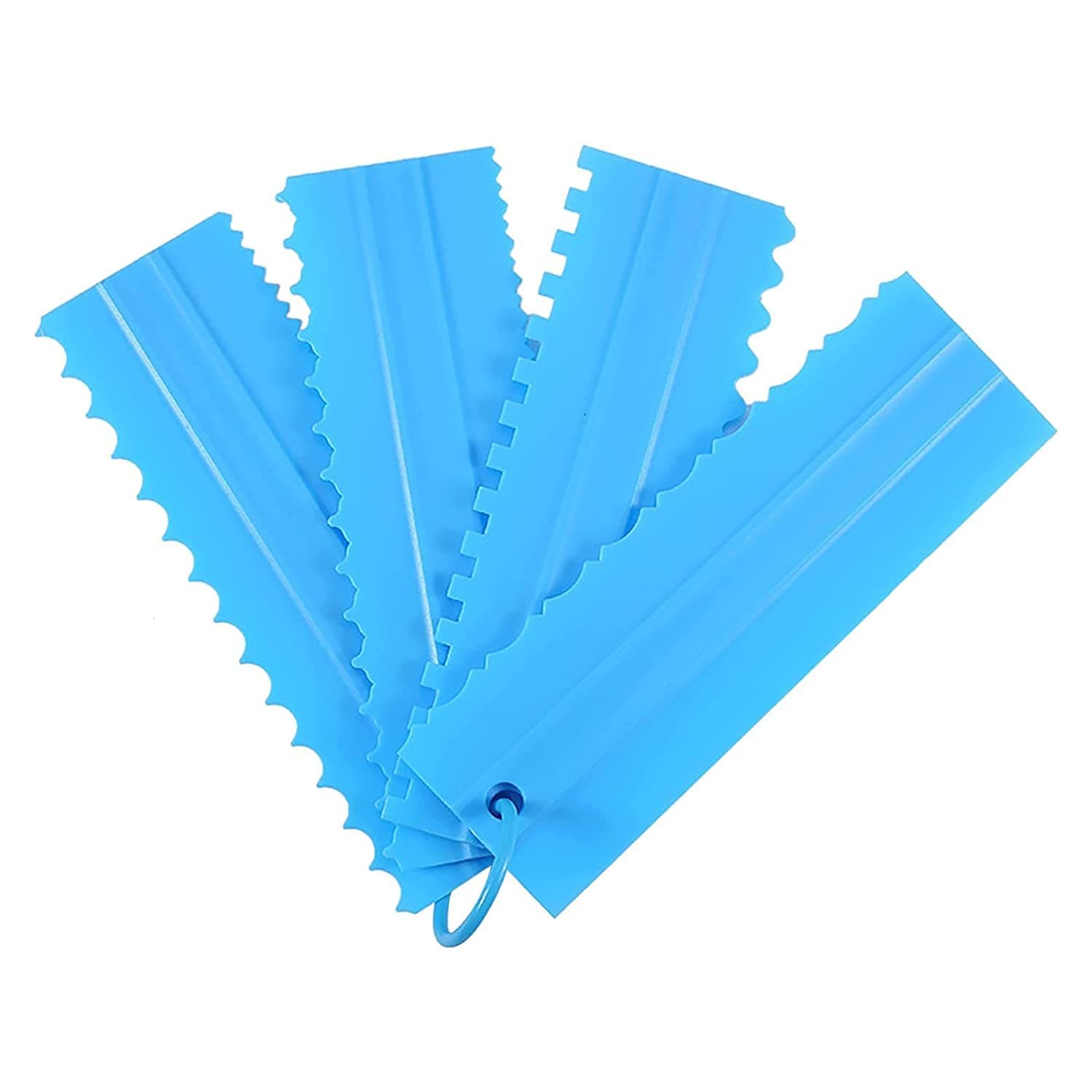 INKULTURE Plastic Tall Cake Scraper Cutter Tool for Icing and Decoration | Size 8.6 inch X 2.6 inch | 04 Pcs (Blue)