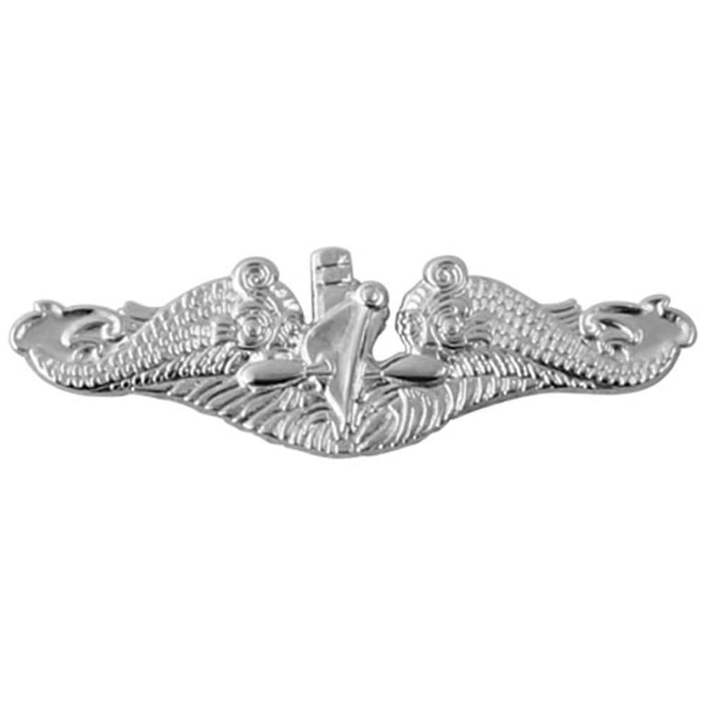 Submarine Dolphin Silver Lapel Pin, 1.5"