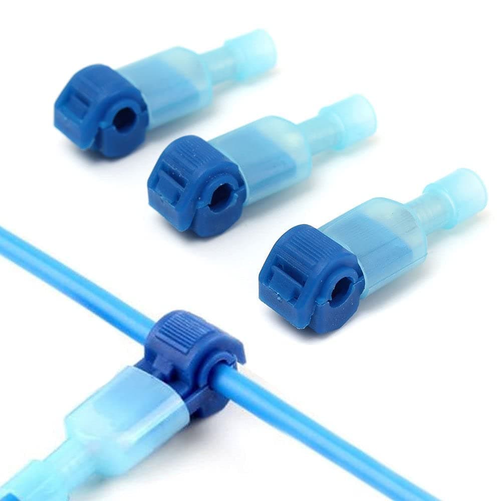100 PCS (50 Set/Pair) Blue 15AMP. T Quick Splice Crimp Terminal Wire Convenient Connector Scotch Lock Quick Splice Electrical Car Audio AWG 18-14