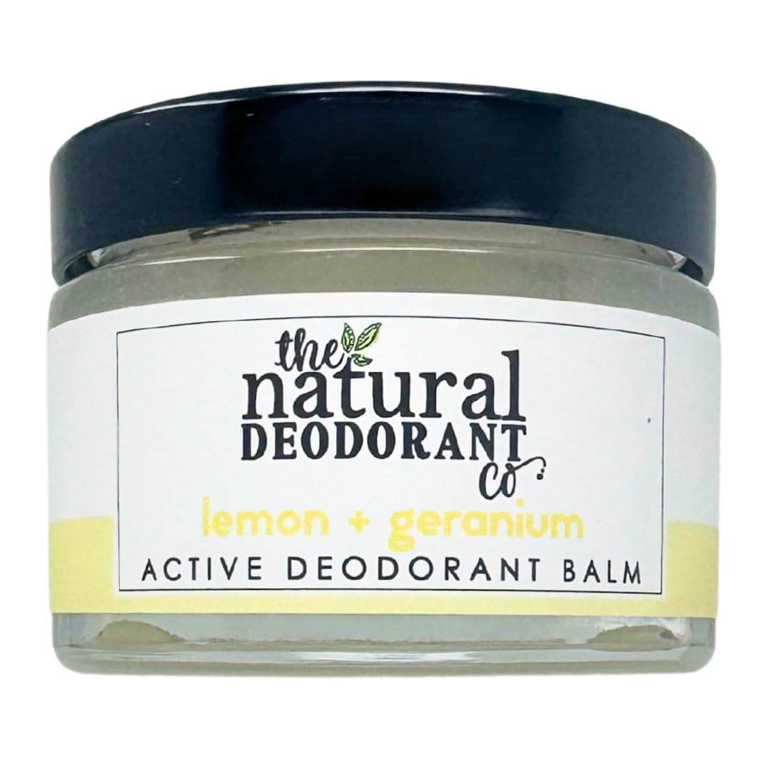 The Natural Deodorant Co, Active Deodorant Balm Lemon & Geranium 55g, Aluminium Free, Plastic Free, Extra Strength