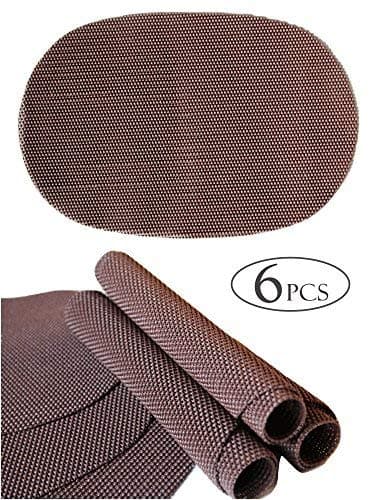 HeimBooky Round Drawer and Shelf Liners- Decorative Kitchen Table and Office Desk Cushion Placemats- Self Non Adhesive, Non Slip Mat for Bathroom and Garage Storage- Removable Grip Liner(Dark Brown)