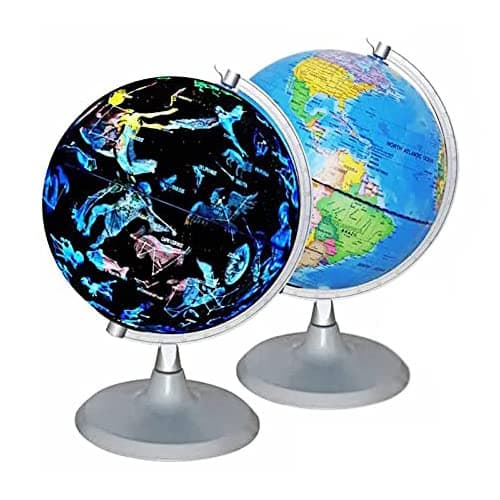 CYHO Illuminated World Globe - USB 2 in 1 LED Desktop World Globe, Interactive Earth Globe with World Map and Constellation View Fit for Kids Adults, Ideal Educational Geographic Learning Toy