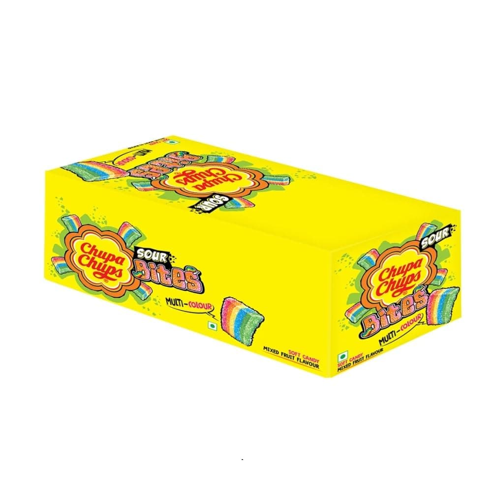 - Chupa Chups Sour Bites, Mixed Fruit Flavour, Soft & Chewy Toffee Pack, 8 X 61.6 G, 492.8 Grams