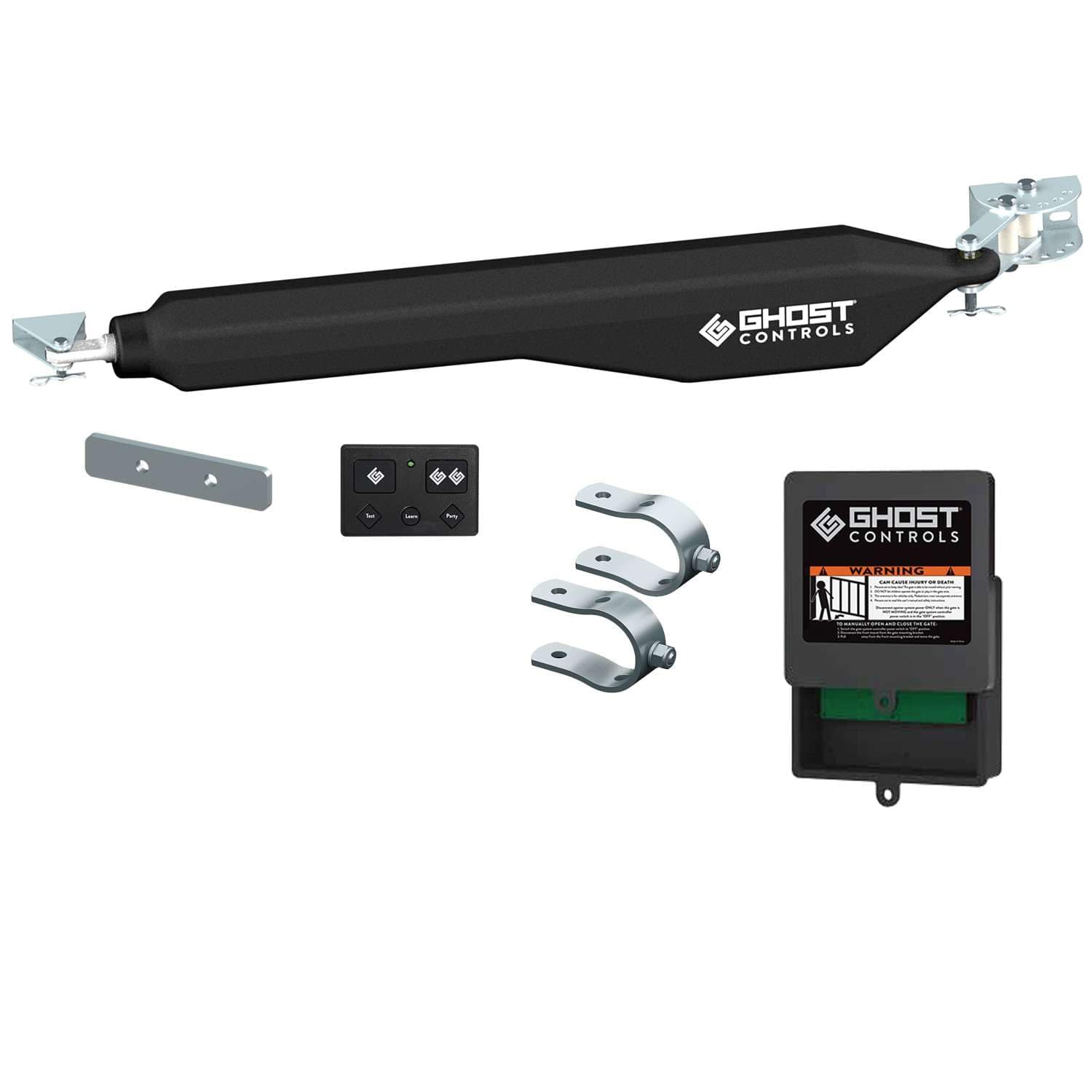 Ghost Controls D Series Single Smart Ready Automatic Gate Kit with Tube Gate Brackets- DS1U for Swing Gates Up to 1000 lbs. or 20 Feet (ft.) in Length