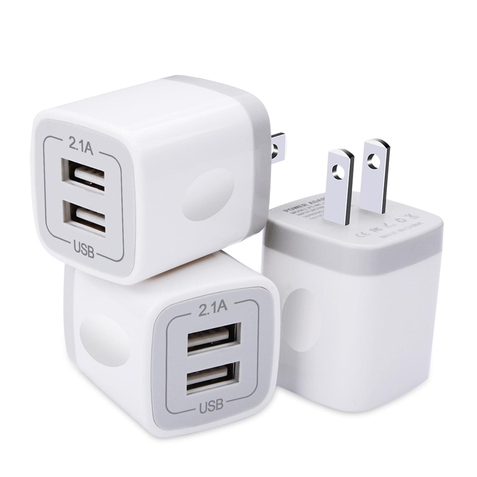 - USB Plug, USB Wall Charger 3 Pack, GiGreen Dual Port Electrical Plug Wall Outlet Charger Cube 5V 2.1A Charging Block Compatible iPhone 16 15 14 13 12 11 X,Samsung S25 S24 S23 S20 S10 S9 Note20,LG,Moto