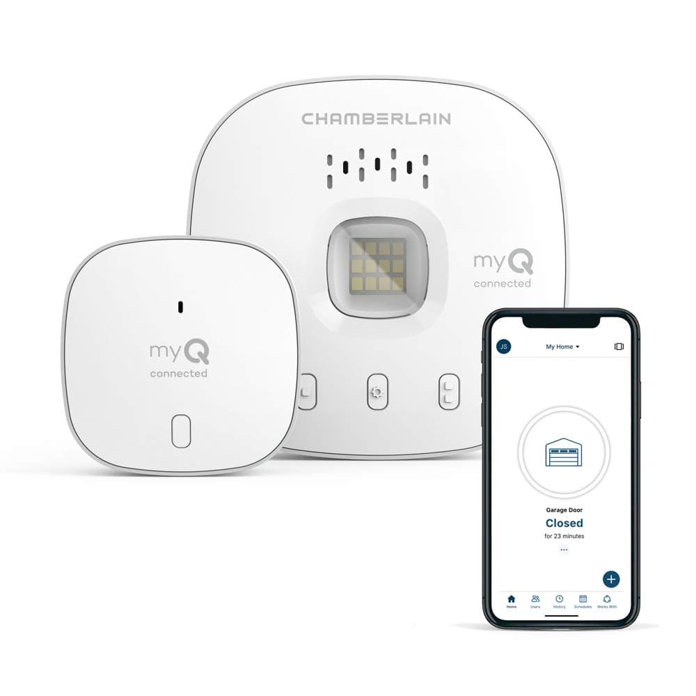 myQ Smart Garage Control - Wireless Garage Hub and Sensor with Wifi & Bluetooth - Smartphone Controlled, myQ-G0401-ES, White