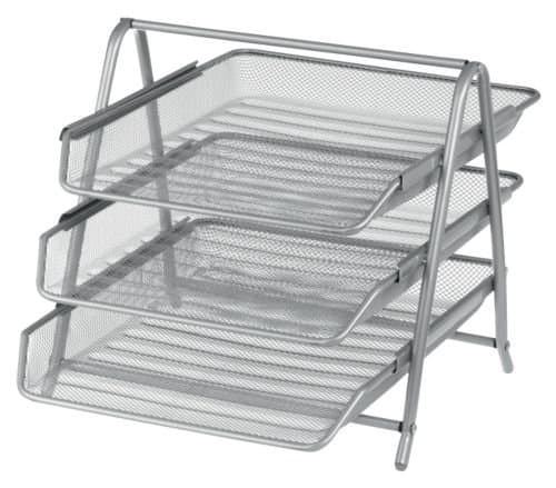 Silver Wire Mesh 3 Tier Desk Letter Trays