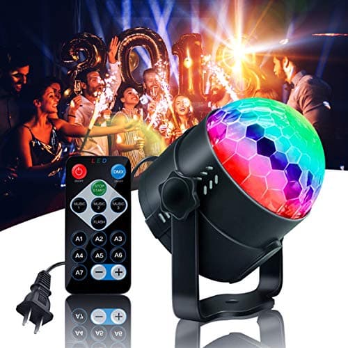 Rotating Disco Ball Lights - Sound Activated Mini LED Stage Bulb. RGB Strobe Bedroom Lamp for Kids Home Dance Birthday Parties DJ Karaoke Supplies