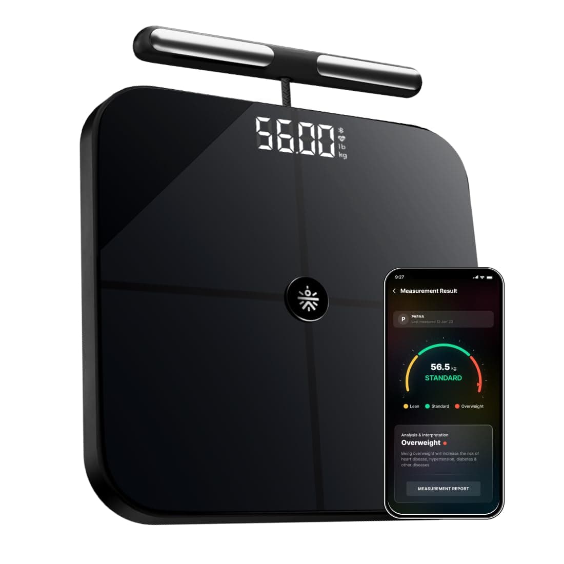 Cult Smart Scale Pro, US FDA Approved, 50+ Parameters, Body Fat Scale, BMI, 10 members, Bluetooth Weight Machine, Body Fat Analyzer, LED Display.
