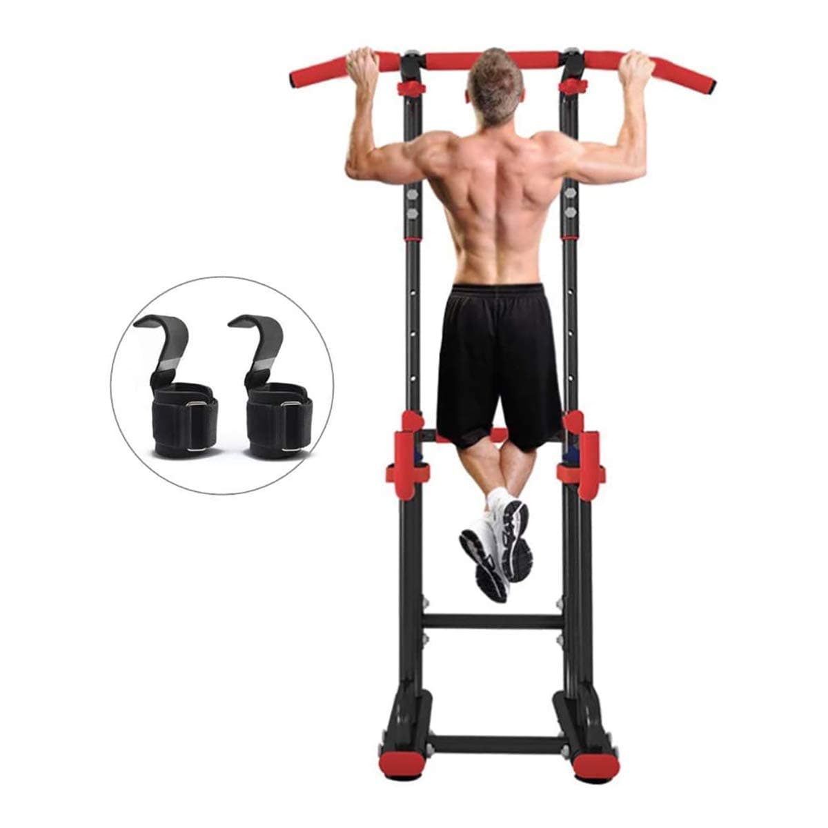 Dip Stands, Heavy Duty Dip Station, Dipping Stand, Full Pull Up Parallel Bar, Home Gym Exercise Workout Dip Bar, W/Non-Slip Grips, 2X Auxiliary Tension Hook
