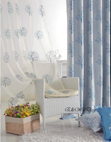 Elleweidec Life Tree Branch Window Curtain/Drape/Panel (Artistic Blue, 52Wx63L Sheer)