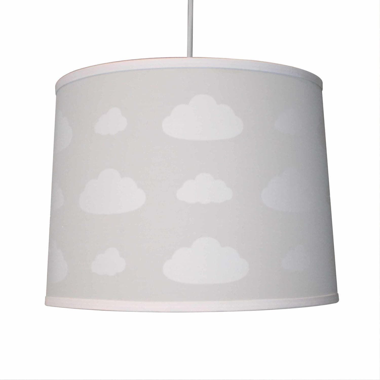 firstchoicelighting Light Grey Cotton with White Clouds Easy Fit Ceiling Lightshade, Kids Nursery or Bedroom Pendant Shade, Diameter 30.5 cm