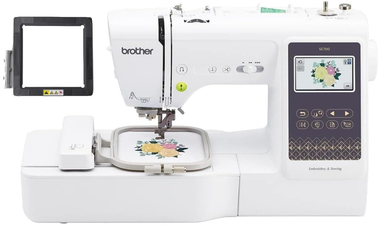 Brother SE700 Sewing and Embroidery Machine with Wireless LAN, 3.7" Touchscreen, SAMFM100 4" x 4" Magnetic Hoop
