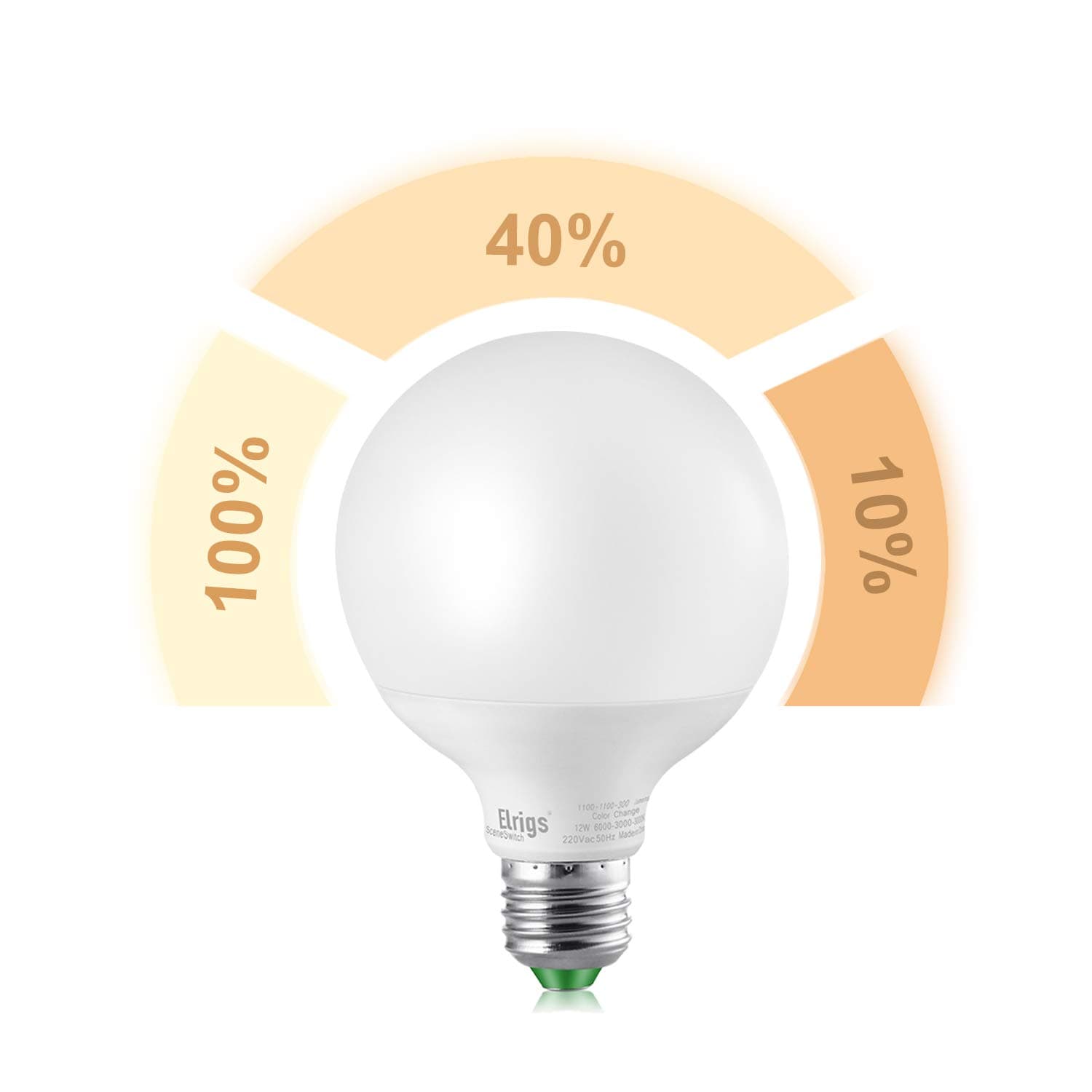 Elrigs E27 LED Light Bulb, 3 Step Dimming, Warm White(3000K), 12W-4W-2W, 1100/350/150-Lumen, 100W-60W-25W Equivalent, 3 in 1 SceneSwitch Bulb