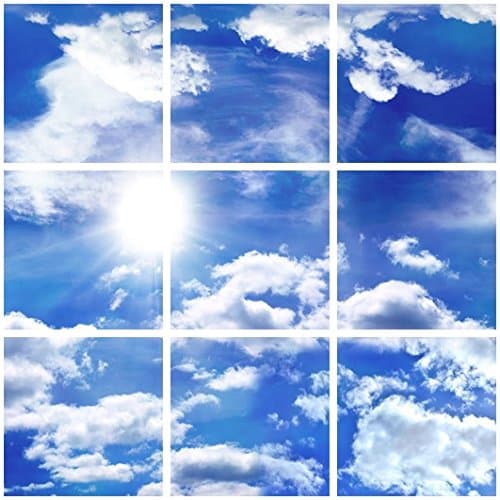 uDecor Big Blue Sky Ceiling Tiles - 9 Piece Set - 2x2 - G
