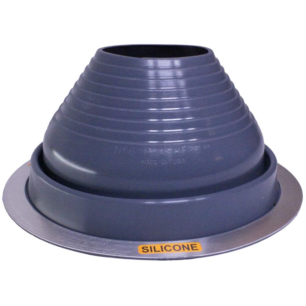 Flashers #6 Silicone Grey High Temp Round Flexible Roof Jack Pipe Boot Metal Roofing Pipe Flashing (Pipe OD 5" to 9") - 100% Made in The USA