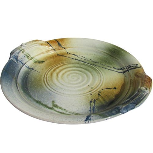 Handmade Pottery Serving Platter with Handles Hand-Glazed for Robust Durability Plate Measures 12.5 Inches in Diameter