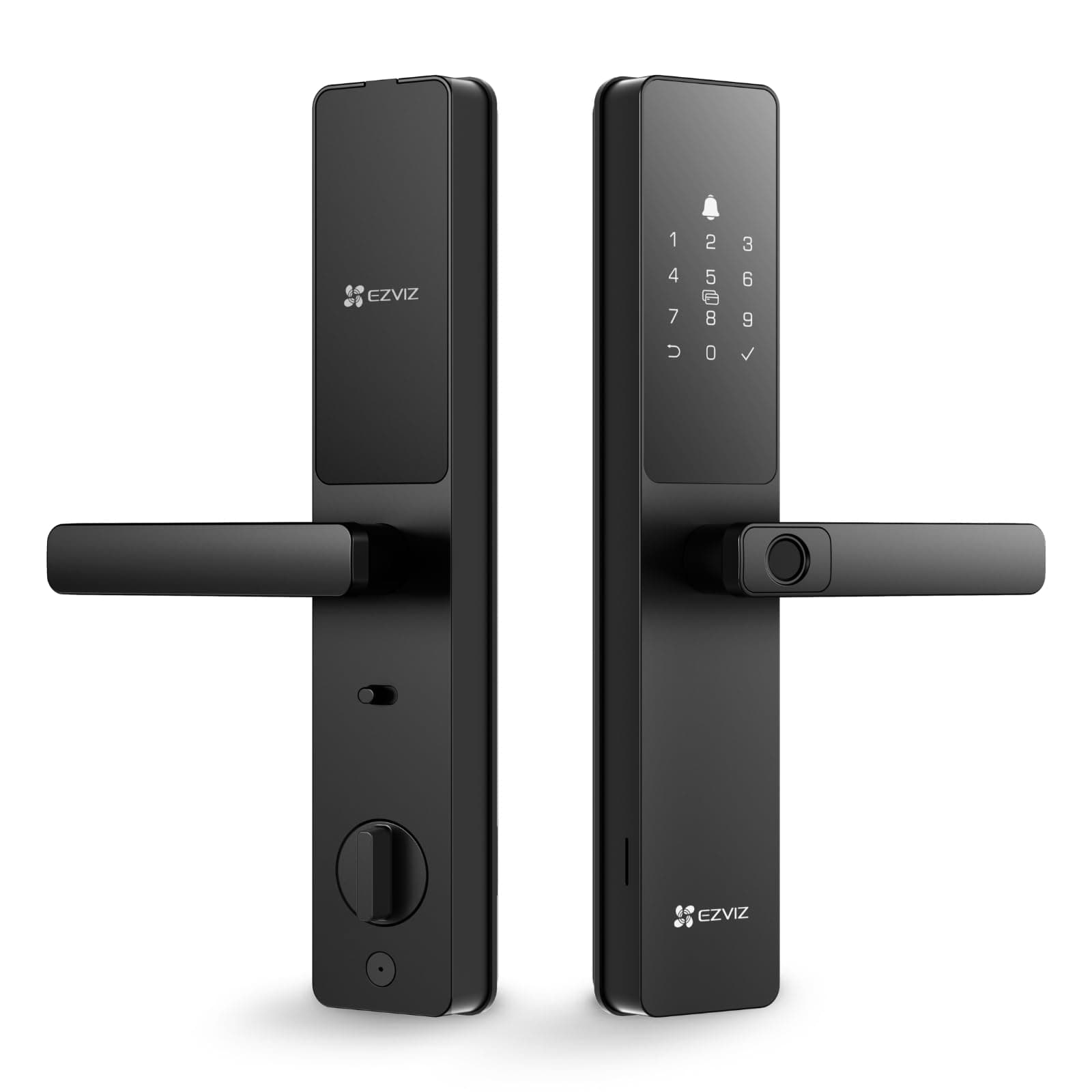 EZVIZ Smart Lock Y2000, 7-in-1 Smart Door Lock, Built-in Wifi Fingerprint Access, Weather-Resistant, Child Safety Lock for Apartment, Villa, Office (Black-Gre, 6068 Mortise)