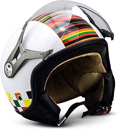 Soxon · SP-325 „Couleur“ · Open Face Helmet · Pilot Scooter Jet Motorbike Motorcycle Retro · ECE certified · Visor · Click-n-Secure Clip · Carrier Bag · XL (61-62cm)