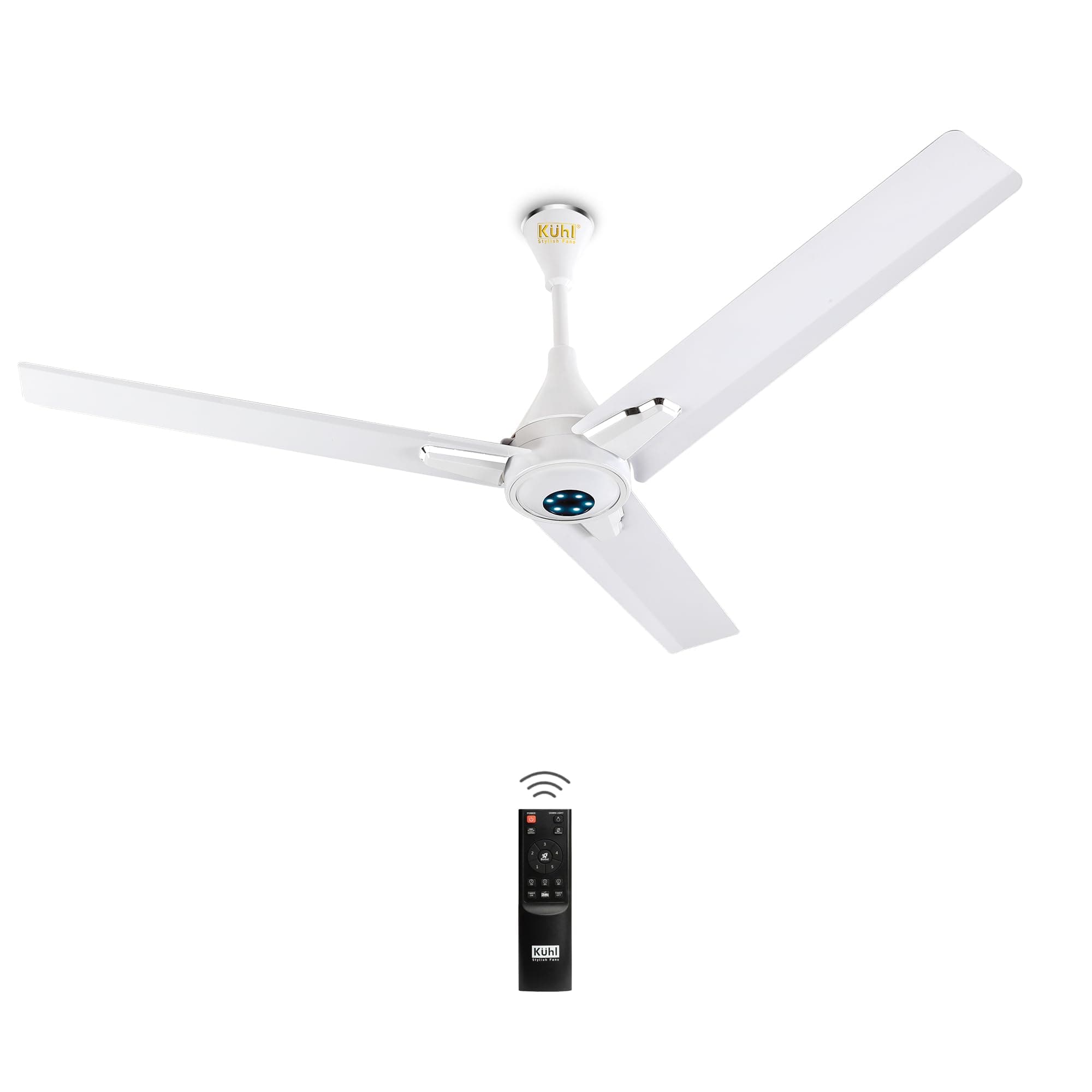 KUHL Arctis A7 1200 mm BLDC 65% Power Saving BLDC Ceiling Fan With Remote | BEE 5 Star Rated & ISI Marked | High Air Delivery with LED Indicators | 5 Year Warranty on Motor | White