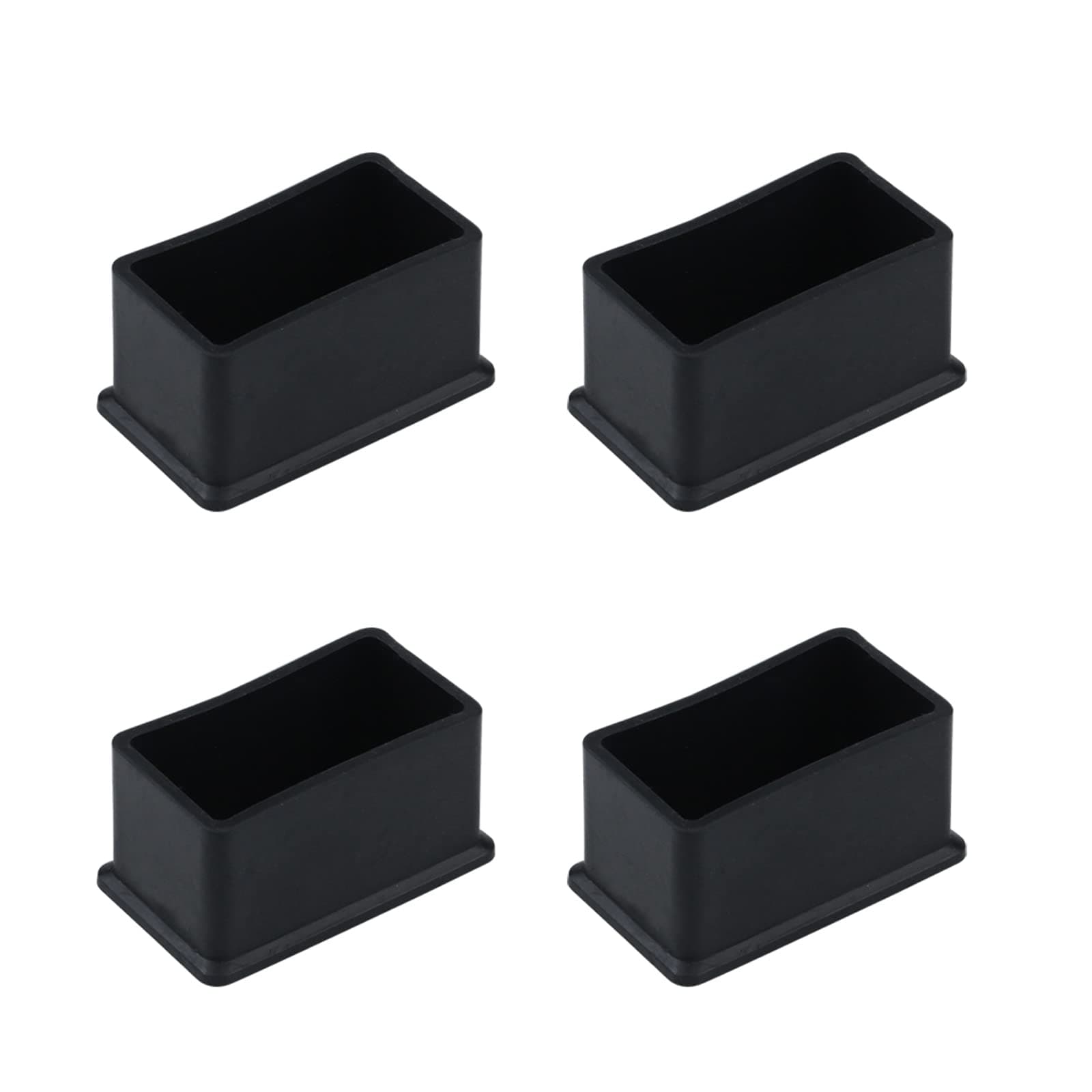 Antrader 4PCS Table Chair Leg Tips Rectangle Shaped Rubber PVC Furniture Pads Foot End Caps Covers Protectors 1" x 2",Black