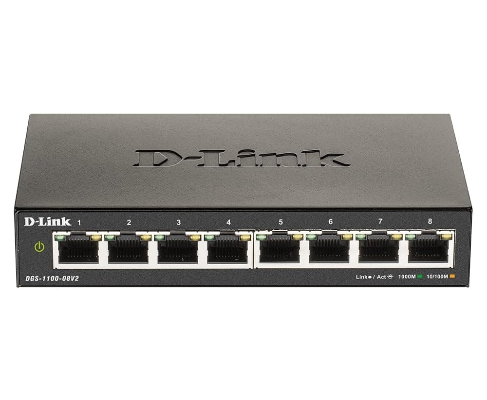 D-Link Ethernet Switch, 8 Port Smart Managed Gigabit Desktop EEE Network Internet (DGS-1100-08V2)