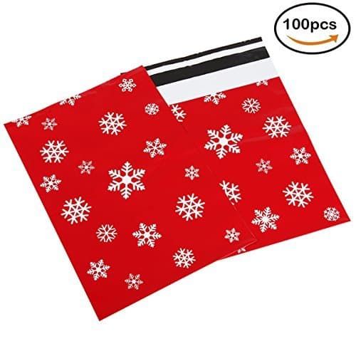 Pack4Life 10x13 Winter Poly Mailers with Elegant Snowflake Patterns Holiday Self Sealing Shipping Envelopes Bags Pack of 100