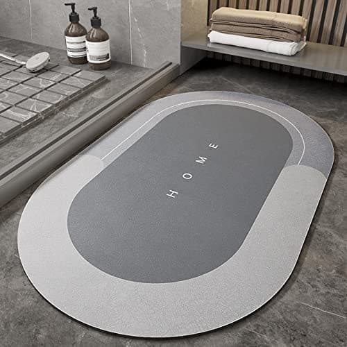 Mishrit Bathroom Absorbent Carpet, Super Absorbent Floor Mat, Memory Foam Bath Mat, The Latest Technology Has Strong Water Absorption Capacity, Multi Coloured, Pack of 1, 60 x 40 cm, Oval