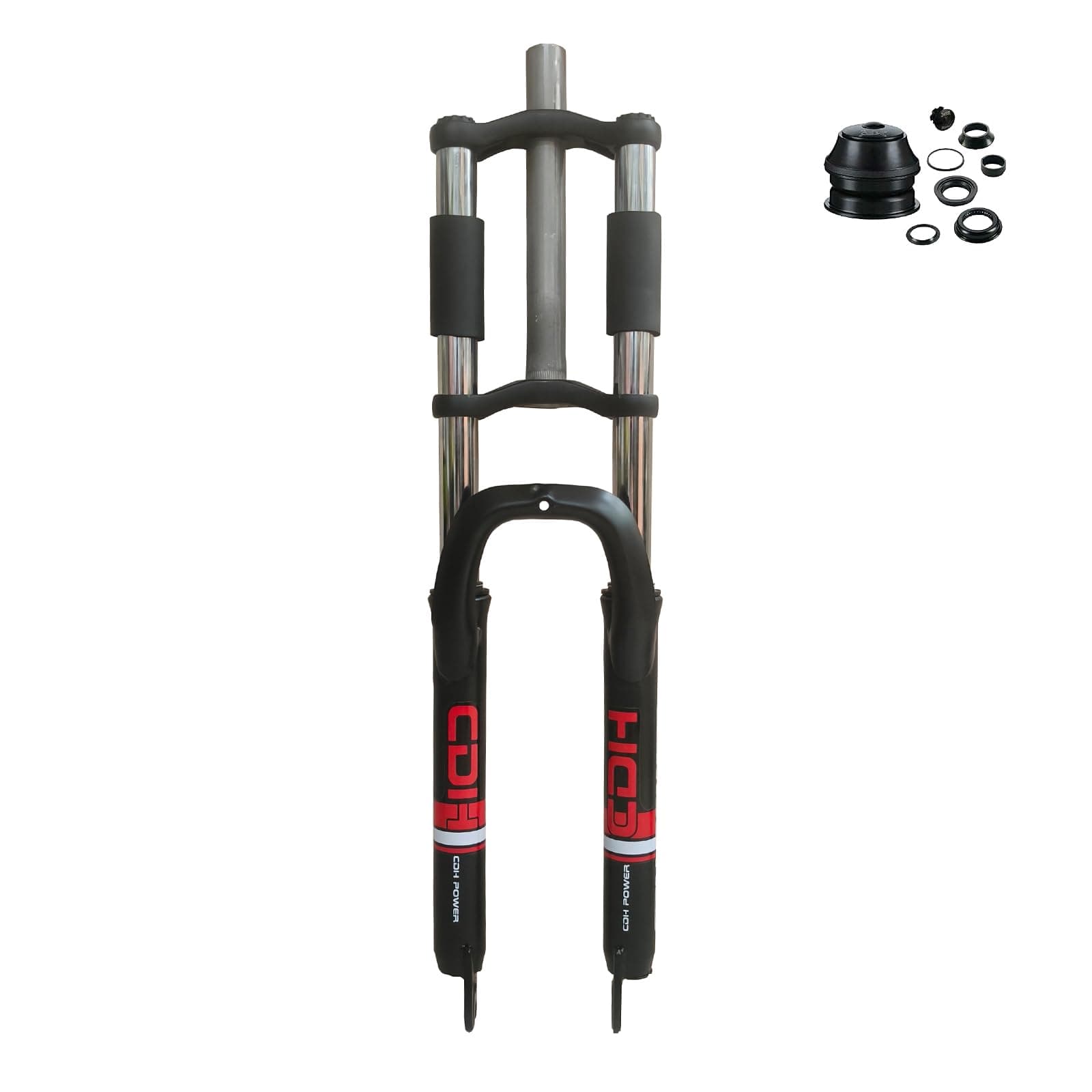 CDHPOWER Bicycle Black Fork 26" and 1 1/8" Headset Combo- Triple Tree Suspension Fork w/Double Shoulder-Gas Motorized Bike