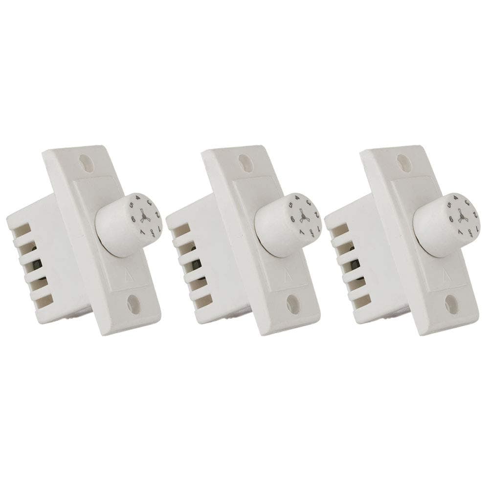 HI PLASST PINS N PLUGS Hi-PLASST (3pcs) Switch 7 Step Type Fan Regulator use in household, offices, shops, restaurants, hospitals and more (White),Non-Modular-(L*B = 5.5 * 2.4cm)